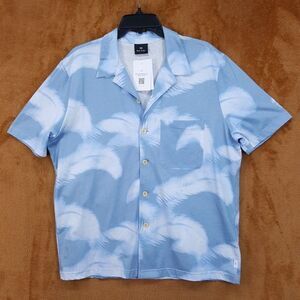 PAUL SMITH Shirt Mens Medium Blue Cloud Print Camp Collar Button Up Cotton $175